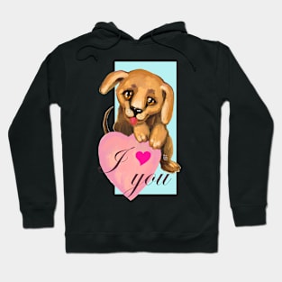 Cute dog. Baby pets. Puppy friendship love. Hoodie